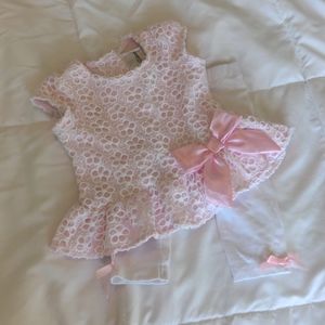 Pink lace shirt and pant set